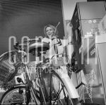 15-07-2005 Mylou Frencken in Amsterdam, July 15, 2005.

[keywords]Black & White Image, Bicycle, Filling Station[/keywords]